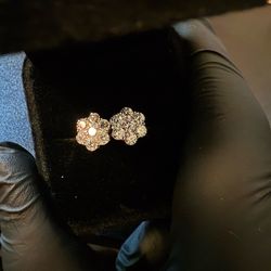 Ice flakes gold plated Moissanite men’s earrings