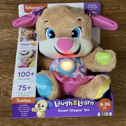 Fisher-Price Laugh & Learn Smart Stages Sis Puppy Plush Learning Toy for Baby, Infants and Toddlers, 6 months and up