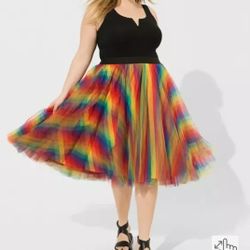 PRIDE Midi Tulle A-Line Skirt Rainbow - Torrid