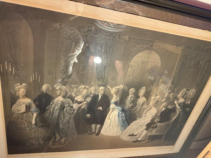 1778 Lithograph Benjamin Franklin's Reception At The court Of France 