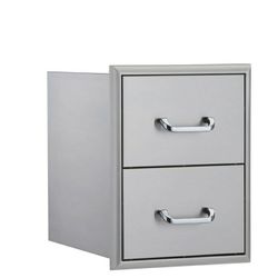 Stainless Steel 16” Outdoor BBQ Island Double Drawer