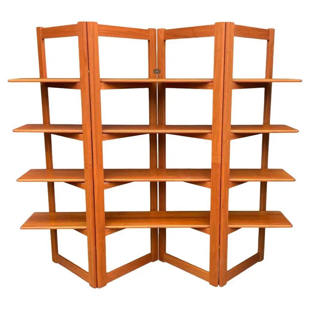 Danish Modern Teak 4 Shelf Display Unit Bookshelf Wall Unit 