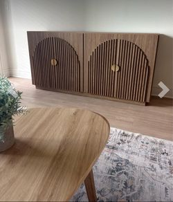 BELLEZE 65" Stacked Sideboard Buffet Cabinet - Caramel Brown