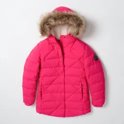 Eddie Bauer Sun Valley Frost Down Parka Girls Pink Faux Fur Hood 10/12 MSRP $149