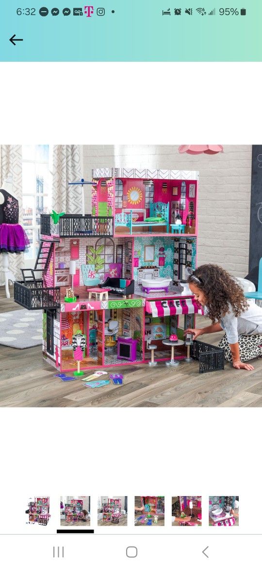 KidKraft Brooklyn's Loft Wooden Dollhouse with 25Piece Accessory Set