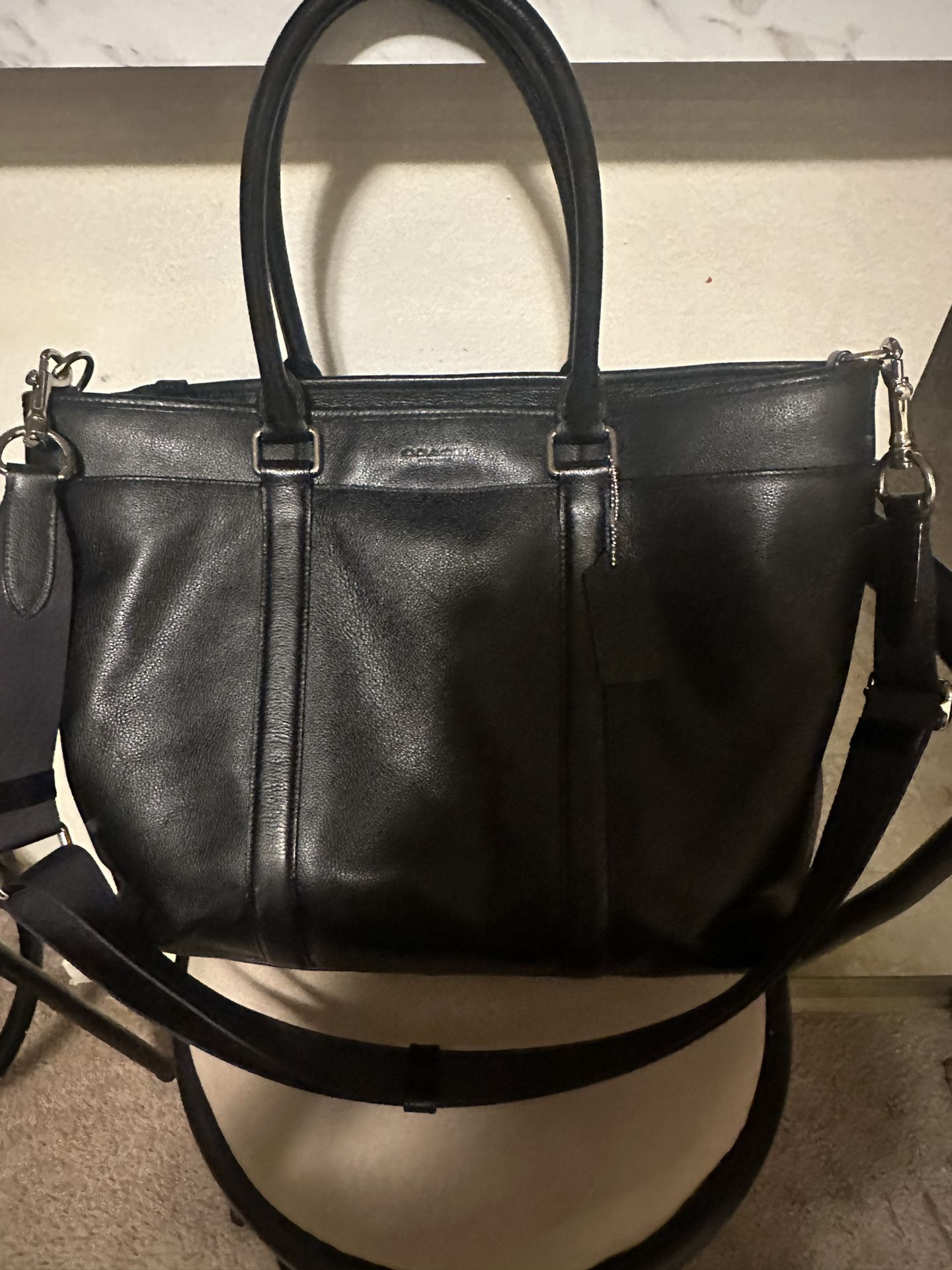 Coach Perry Business Tote Black Leather 