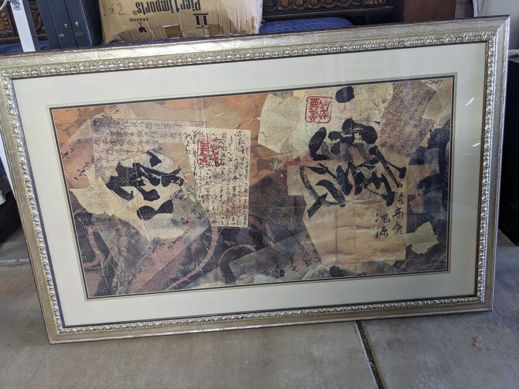Large 50"x 26" Asian Framed Picture