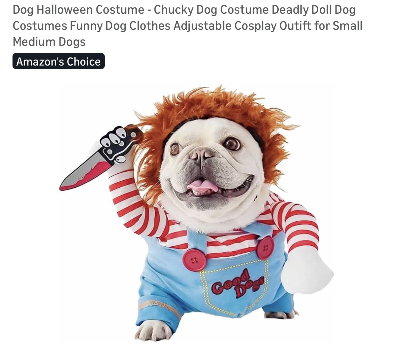 Chucky-like dog costume, small