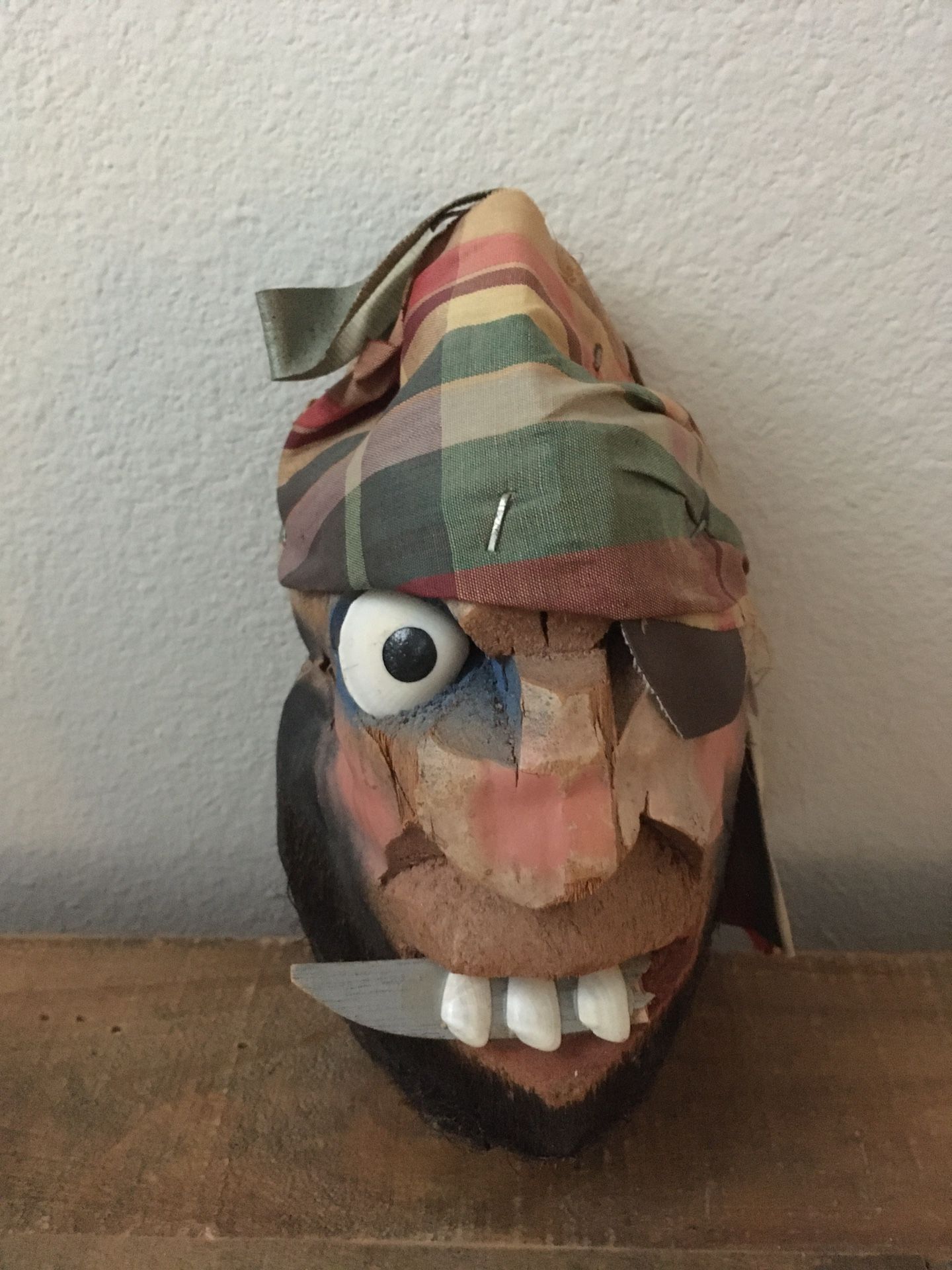 Coconut pirates head of Caribbean 8”hx3.5”w sculpture statue