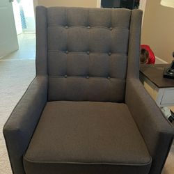 Gray Cushioned Chair With Swivel
