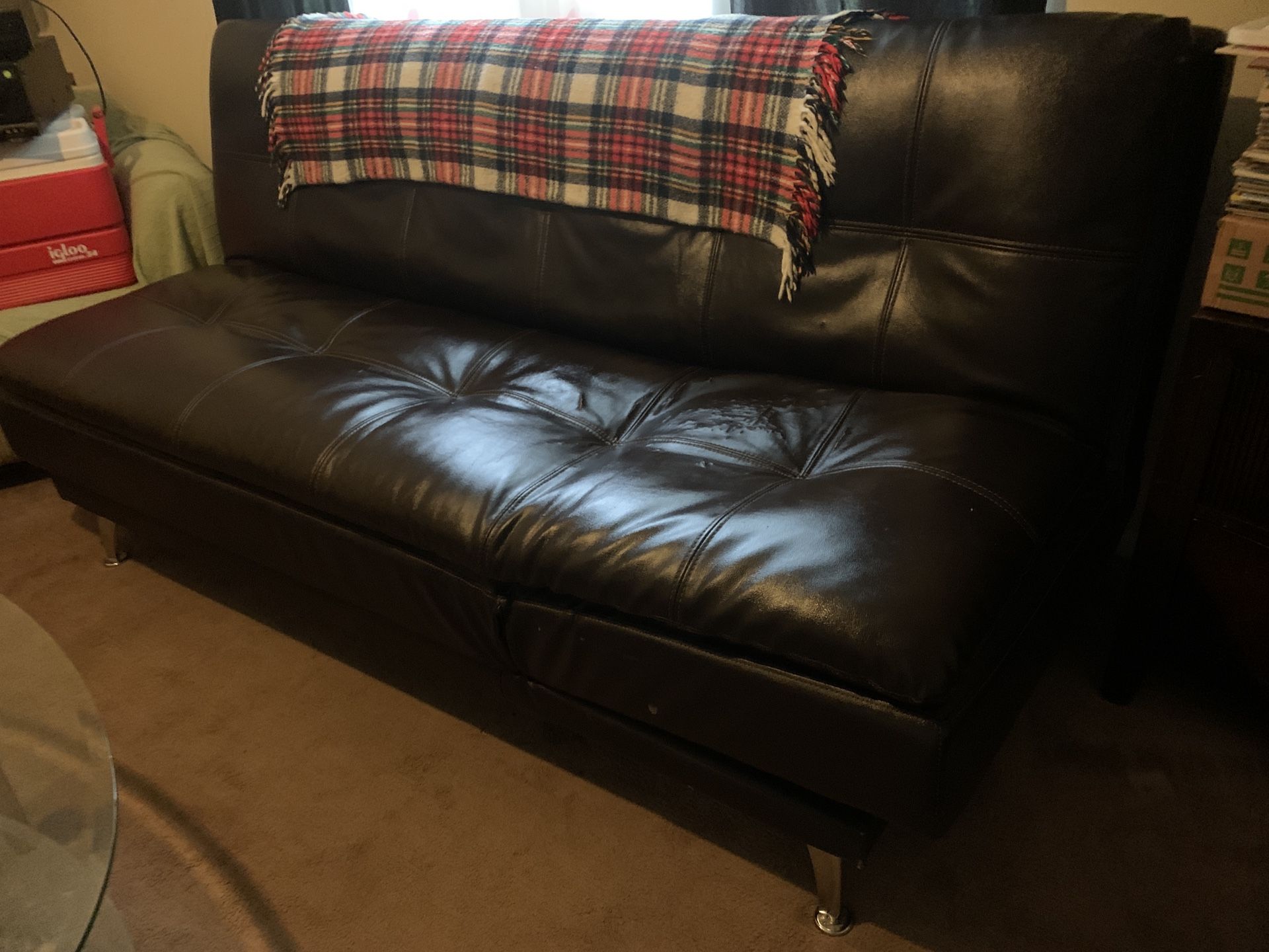 Serta Meredith convertible sofa futon with USB ports has scratches on the seat see picture Paid $400 brand new Bring a friend to help load Buy as i