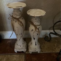 Chalk White Candle Holders 