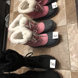 KIDS SNOW BOOTS  SIZE 5 - 2 COLOR PINK 