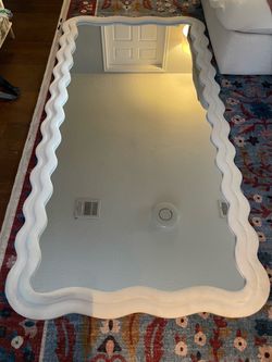 Large 81” Mirror with Wavy White Frame