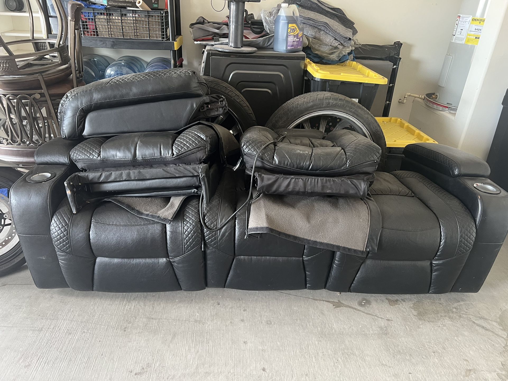 3 Seat Black Sofa Recliner