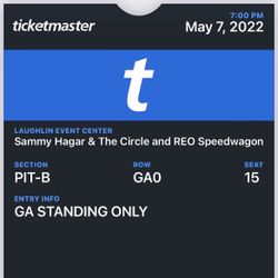 Sammy Hager Put Tickets Laughlin Nevada May 7