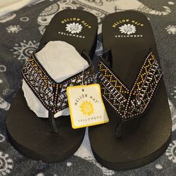 Yellowbox Mello Mat Sparkling Crystal Covered Thongs Flip Flops Beach Sandals