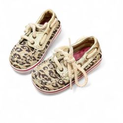 Sperry Girls Size 2 Shimmery Leopard Boat Shoes