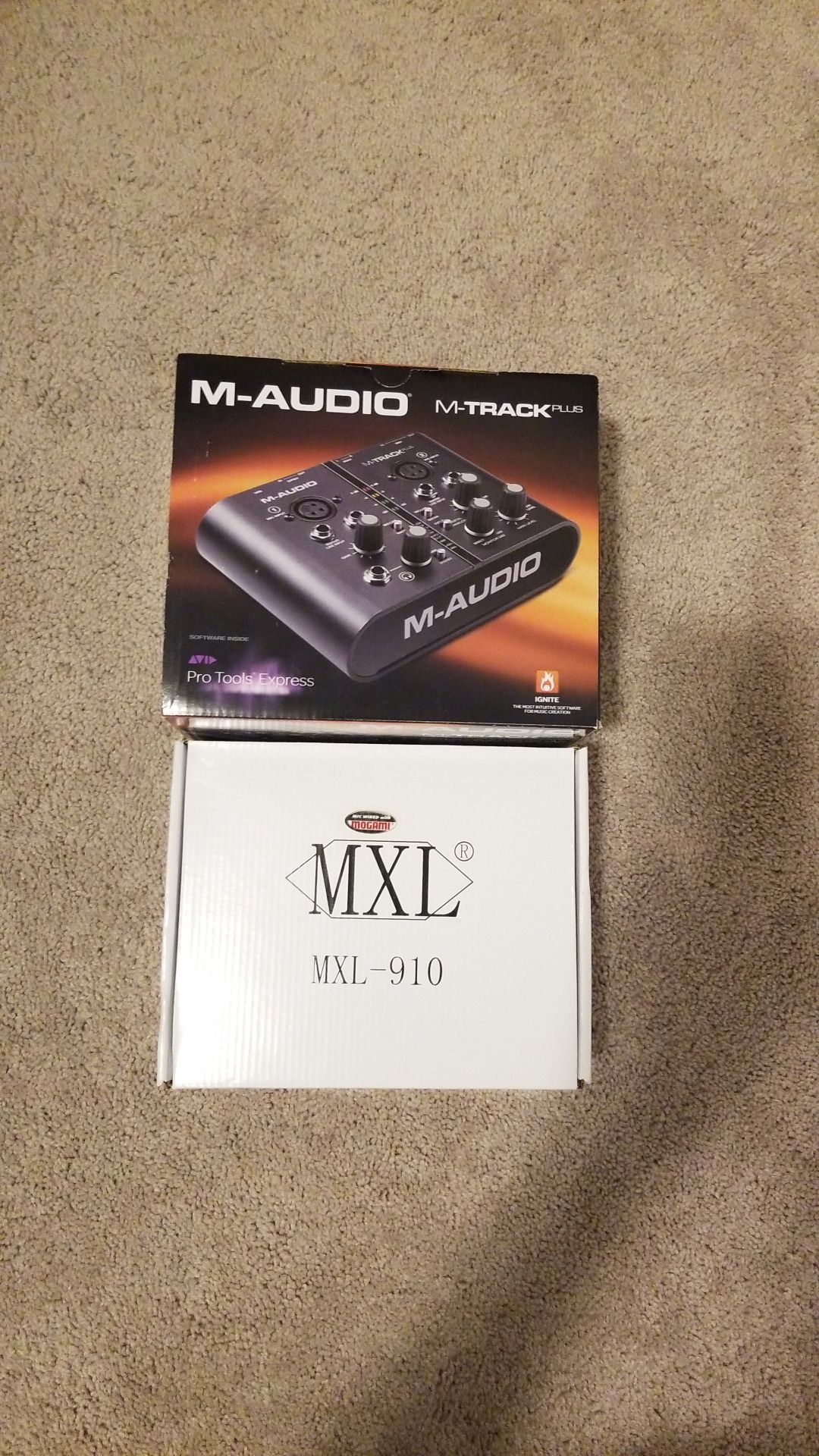 M-Audio M-Track Plus Audio Interface with Pro Tools and MXL 910 Microphone with pop filter