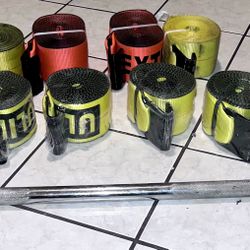 NEW 8 ULINE Heavy Duty Flatbed Straps and Bar!! $150
