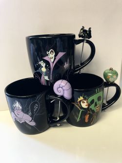 Disney Villains Mugs w/ Stirrer Trio Set