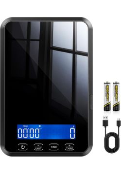 Kitchen Scale, 33 lb Food Scale for Baking & Cooking
Timing & Tare Function, Backlit Display, Glass Surface, Type-c Charging & Batteries Dual Power, I