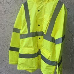 JORESTECH Large Safety Rain Jacket High Visibility Yellow/Lime 