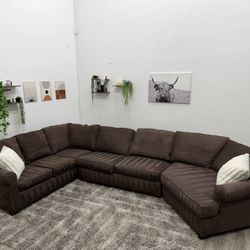 Brown Sectional Couch - Free Delivery 
