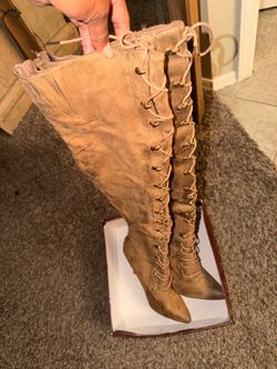 Tan knee high boots