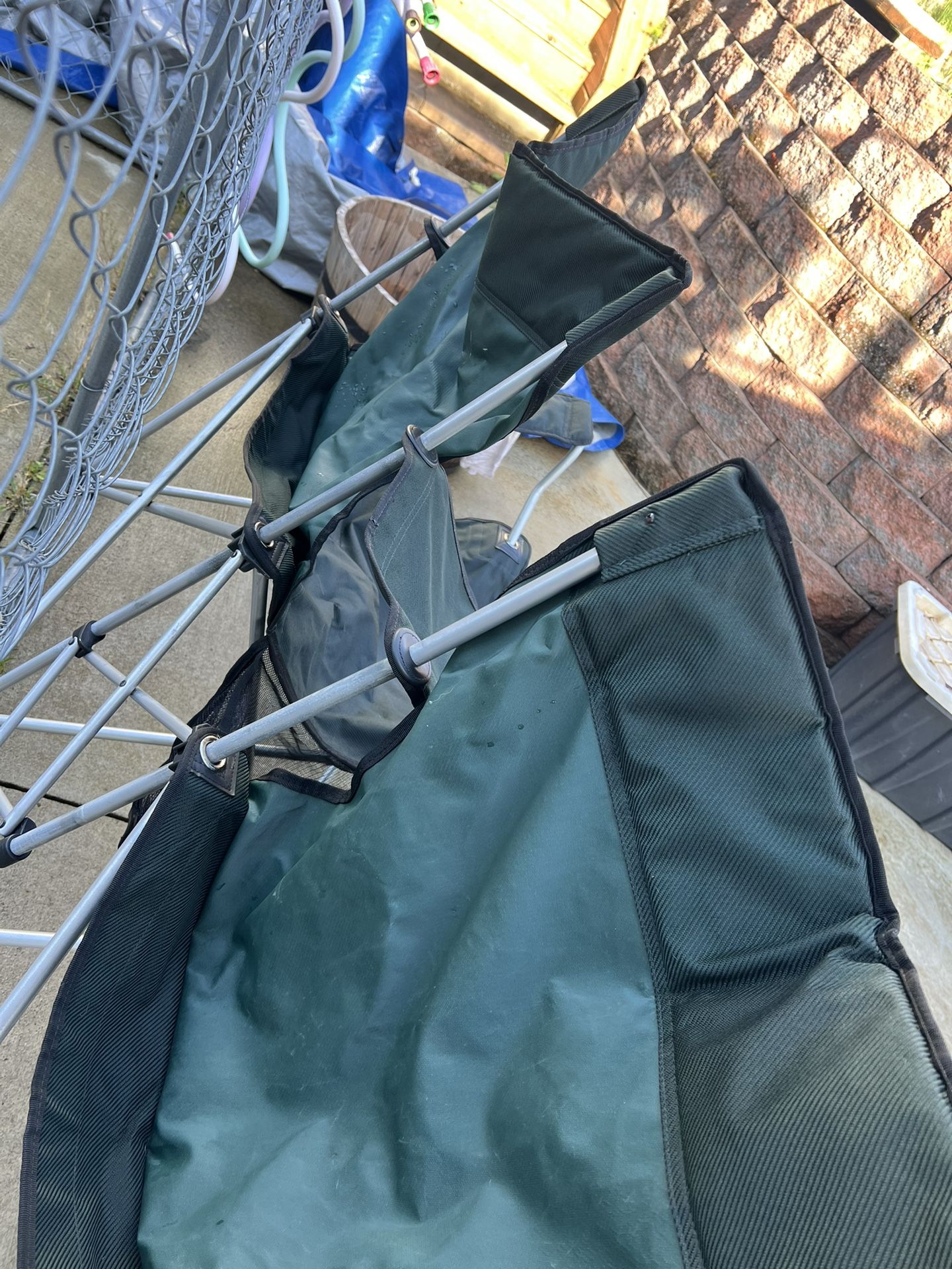 Heavy Duty Double Camping Chair with 2-Cup Holders and Cooler Bag in Excellent Condition