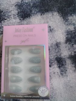 Jofay Fashion Gel Press-On Nails – Winter Snowflake Design (Sage Green)