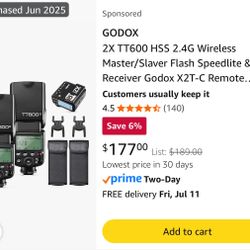 Godox TT600 HSS 2.4G Wireless Master/Slaver Flash Speedlite & Receiver Godox X2T-C Remote Trigger Transmitter Kit Built-in godox X System Compatibl