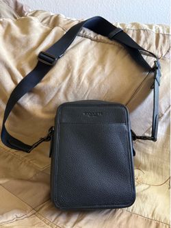 mens coach sling bag leather black authentic