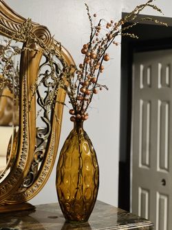 Large Glass Vase With Decorative Branches