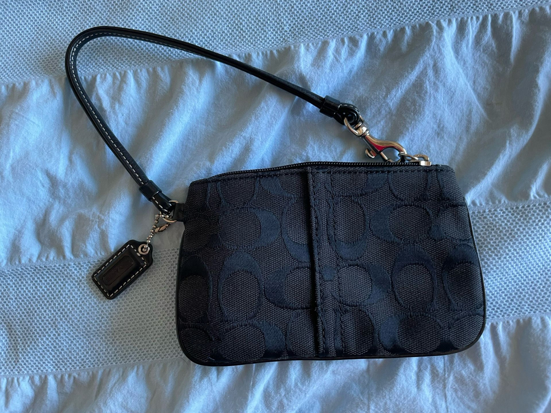 NEW Coach Wristlet Black Textile Material