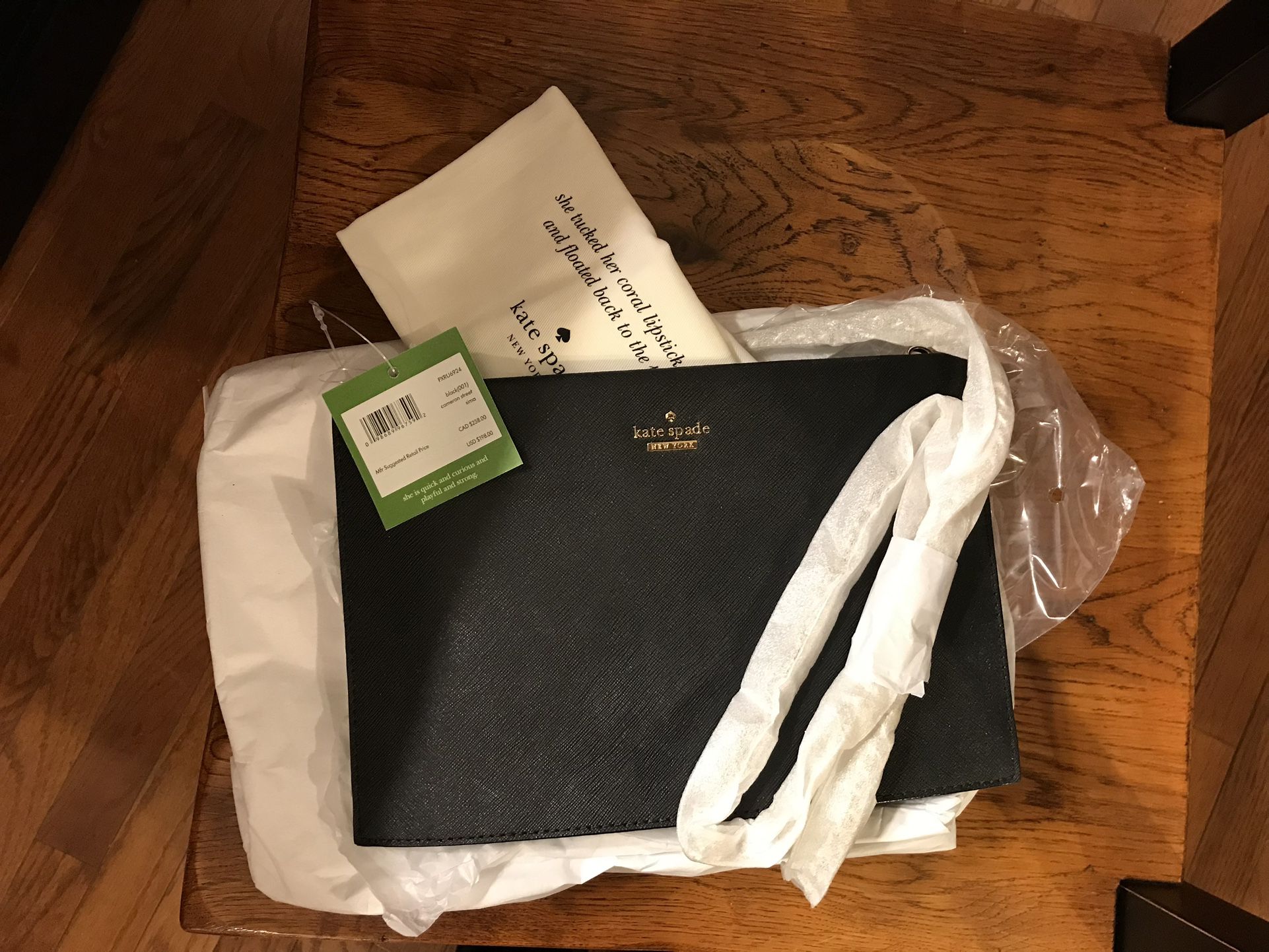 Kate Spade Black Leather Handbag/Clutch (NEW In BOX)