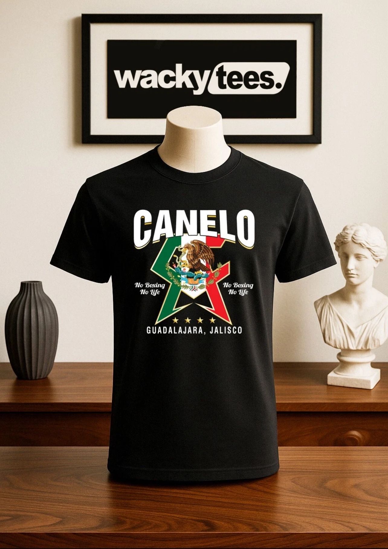 Canelo Alvarez CA No Boxing No Life Mexican Flag Eagle Graphic Tee Shirt