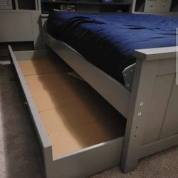 Almost New Full Bed With Trundle & Bookcase