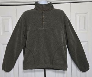L.L. Bean Fleece Pullover Jacket Men's Large Regular Green Snap Vintage USA Made