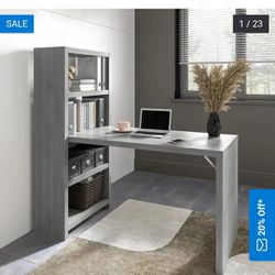 Echo 56W Bookcase Desk by Bush Business Furniture - Modern Gray
