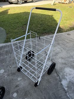 White Rolling Utility Shopping Cart Lknew