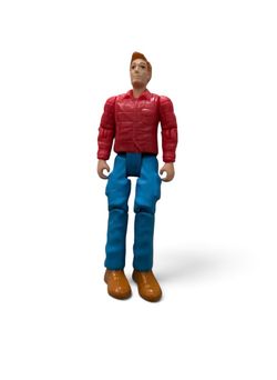 Vintage Male Action Figure Red Shirt Blue Jeans
