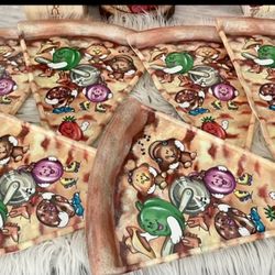 VINTAGE 90s Pizza Slice Party Plate Deborah Mallow Art Veggies