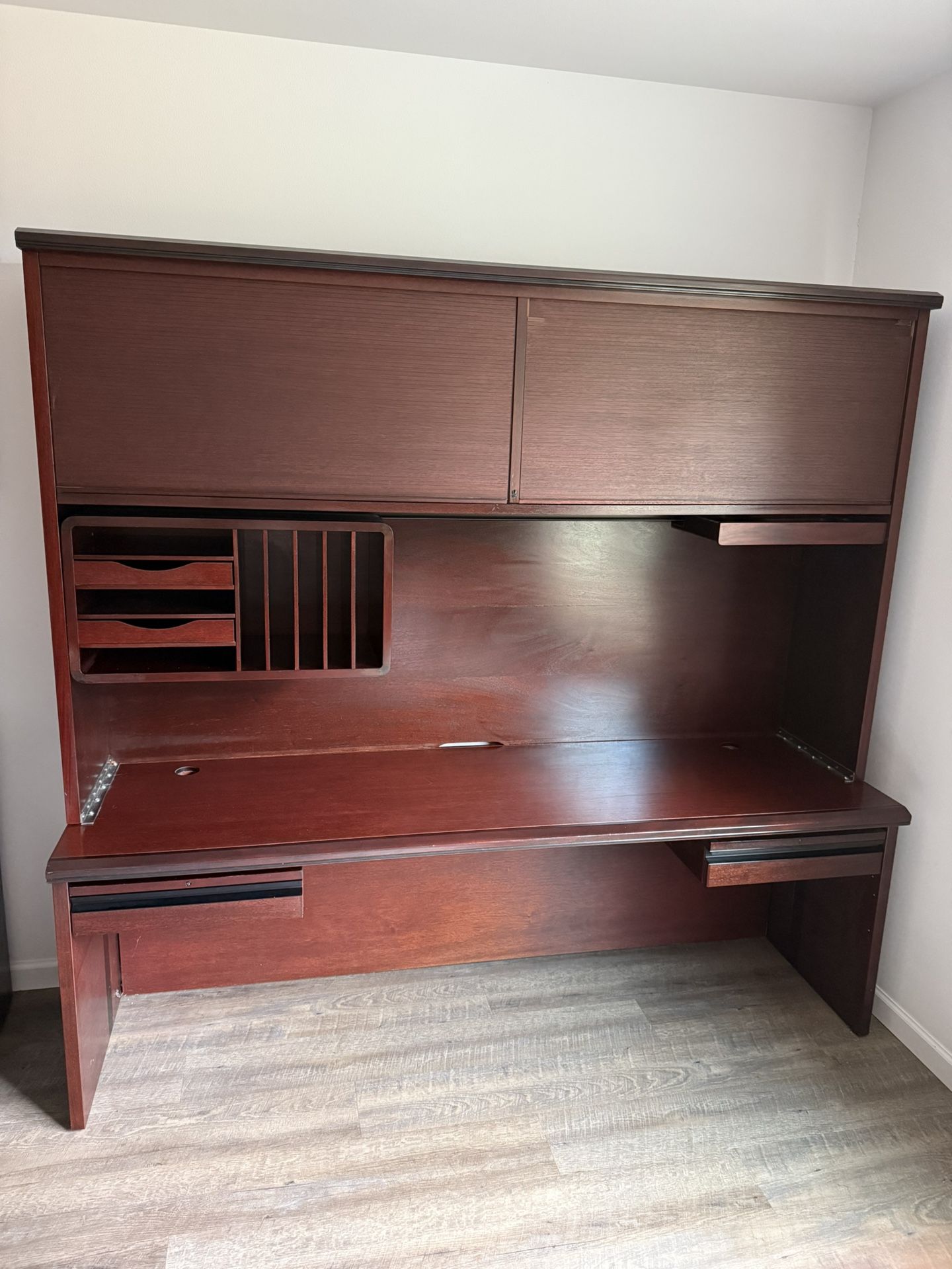 1” Thick Dania Mahogany Desk + Hutch