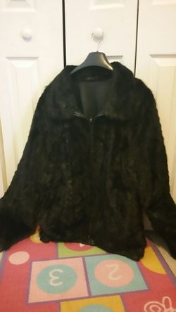 Black men's reverse mink/leather jacket