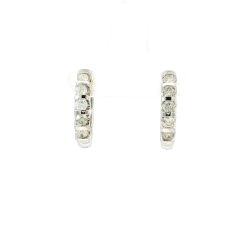 Ladies 1/2ctw Diamond 1/2-inch Hoop Earrings 14k White Gold 11058848