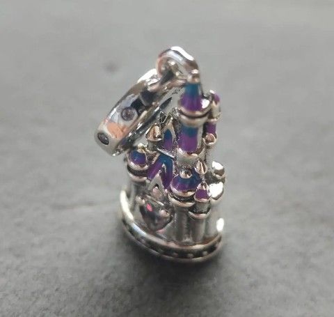 S925 pure silver colorful castle charm bead pendant suitable for women's bracelet accessories