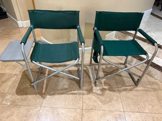 2 Green Folding Sports Chairs Lightweight