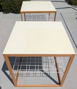 Bamboo coffee / bedsideTables with Wire Shelf – Set of 2