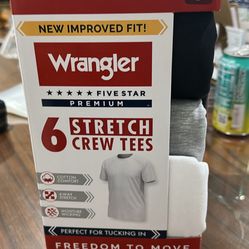 six-pack of Wrangler cotton stretch crew tees in size small